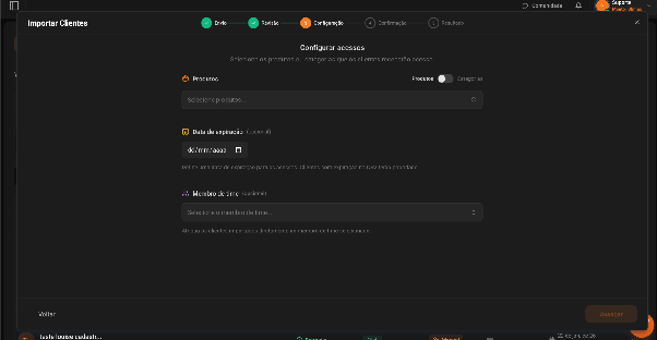 Importar Clientes - Configuração