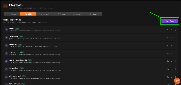 Novo Webhook de Saída