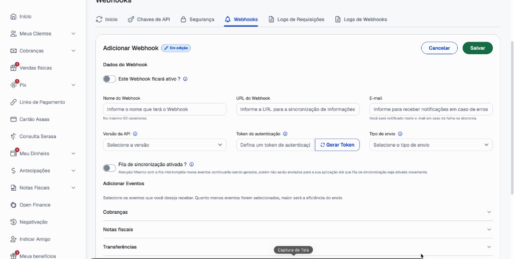 Adicionar Webhook
