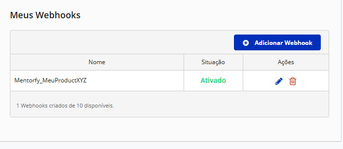 Adicionar Webhook