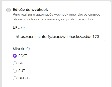 Configuração do Link POST