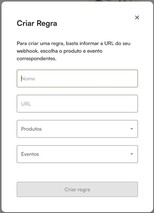 formulário para a regra