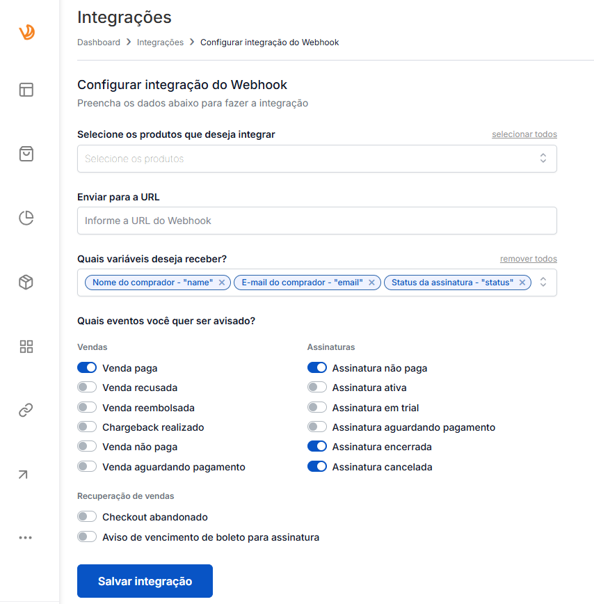 Configuração Webhook Voomp